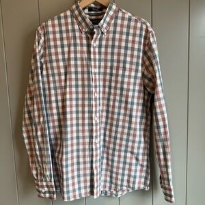Nordstrom Men's Slim Fit Button Down Shirt Red White Blue Check Size Large